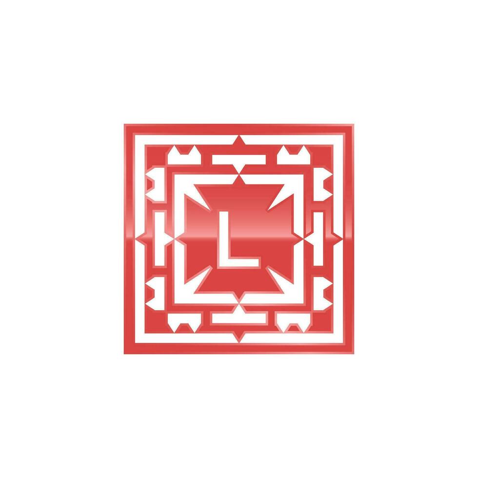 Initial letter L logo, elegant square emblem pattern. vector