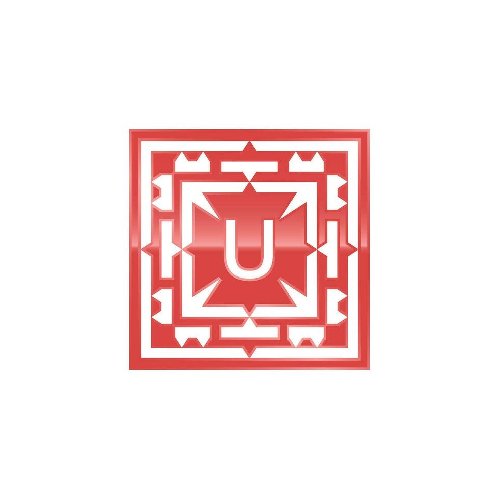 Initial letter U logo, elegant square emblem pattern. vector