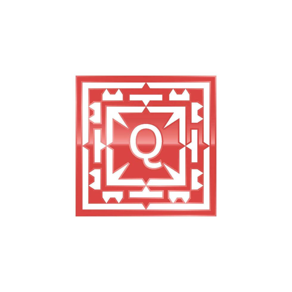 Initial letter Q logo, elegant square emblem pattern. vector