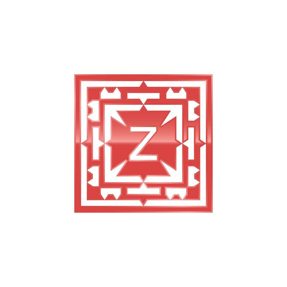 Initial letter Z logo, elegant square emblem pattern. vector