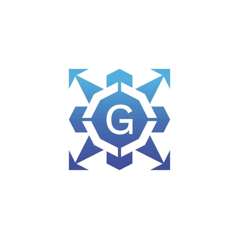 Initial letter G arrow direction technology bagde logo vector