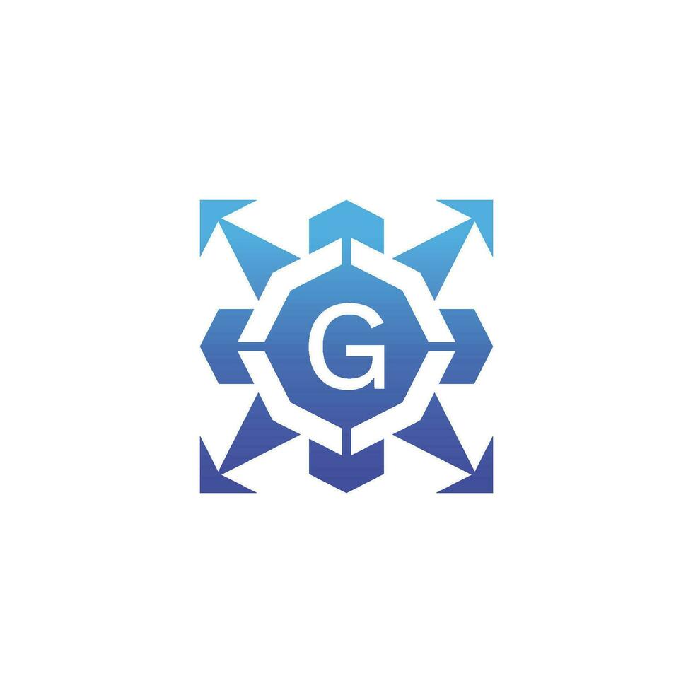 Initial letter G arrow direction technology bagde logo vector