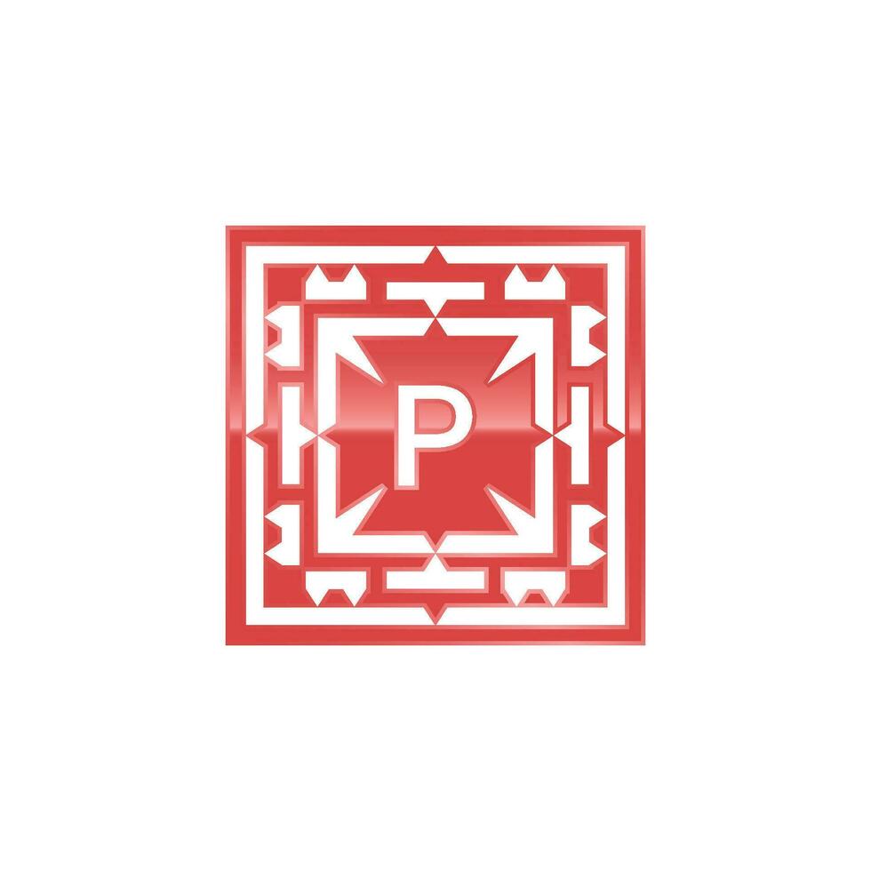 Initial letter P logo, elegant square emblem pattern. vector
