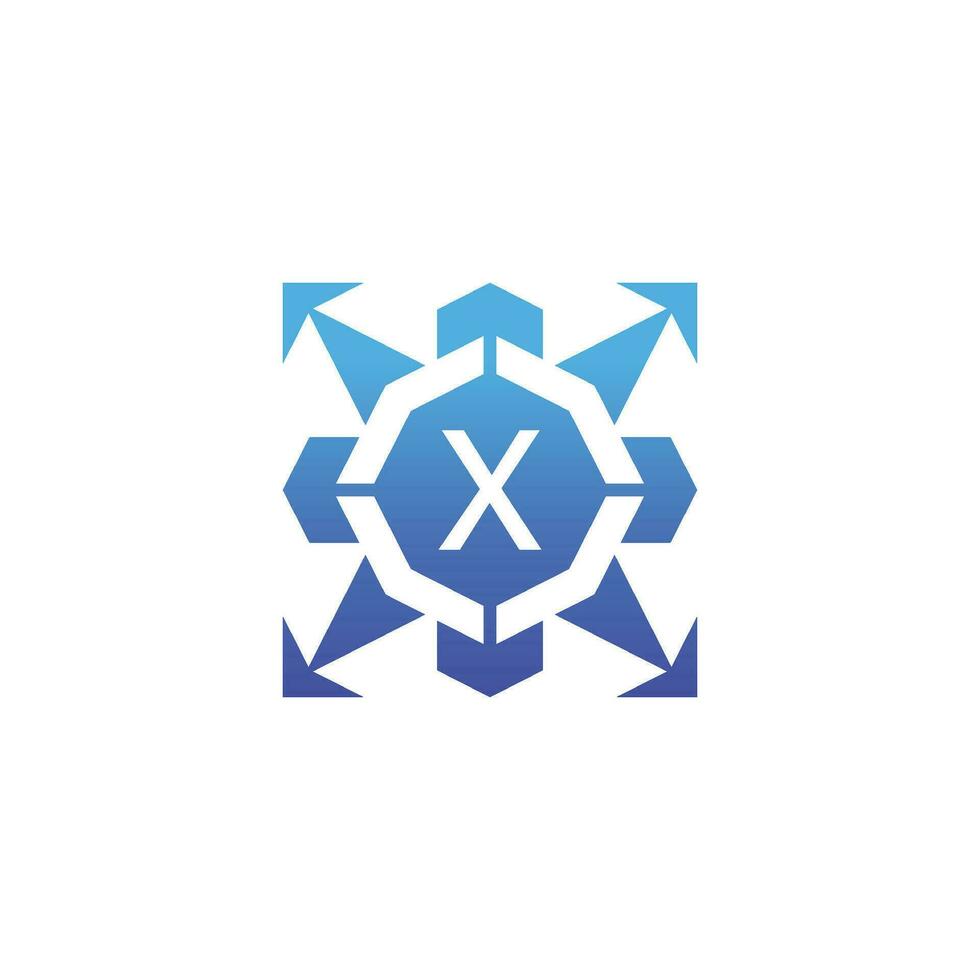 Initial letter X arrow direction technology bagde logo vector