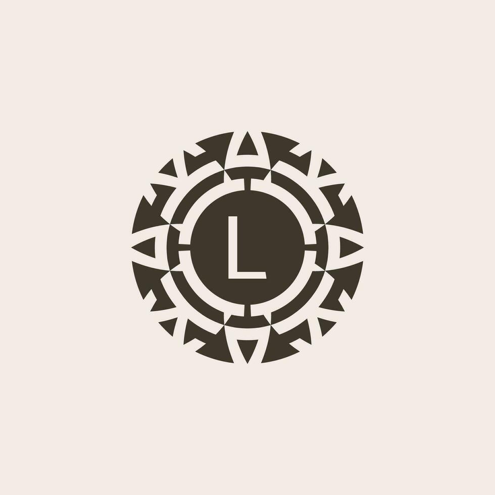 Initial letter L ornamental medal abstract relief logo vector