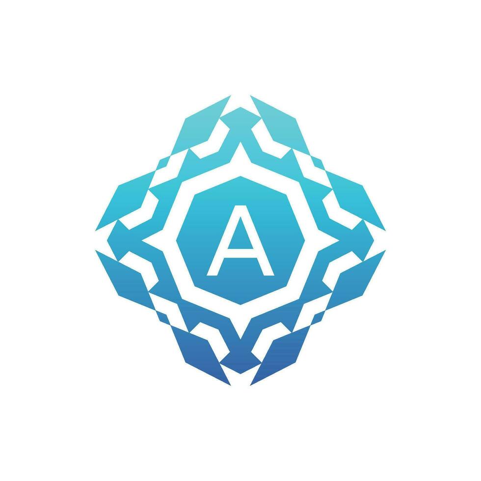 Initial letter A ornamental decorative square pattern logo vector