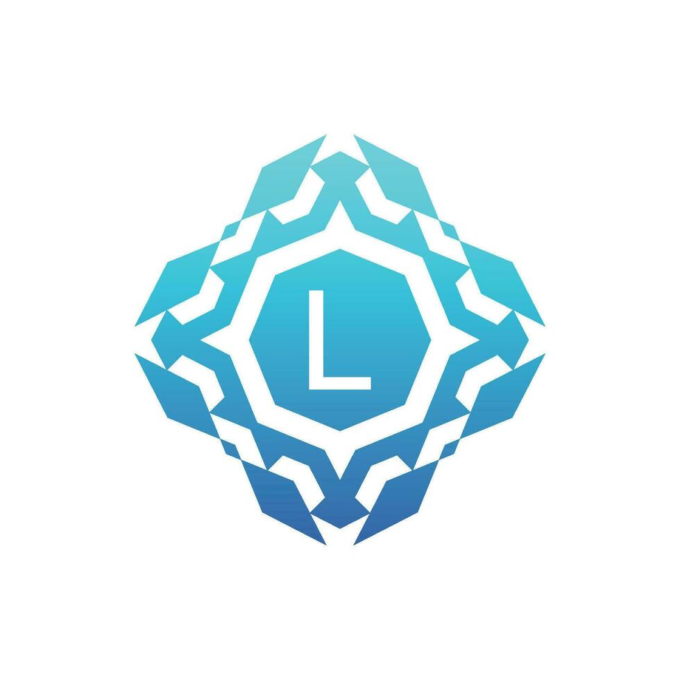 Initial letter L ornamental decorative square pattern logo vector