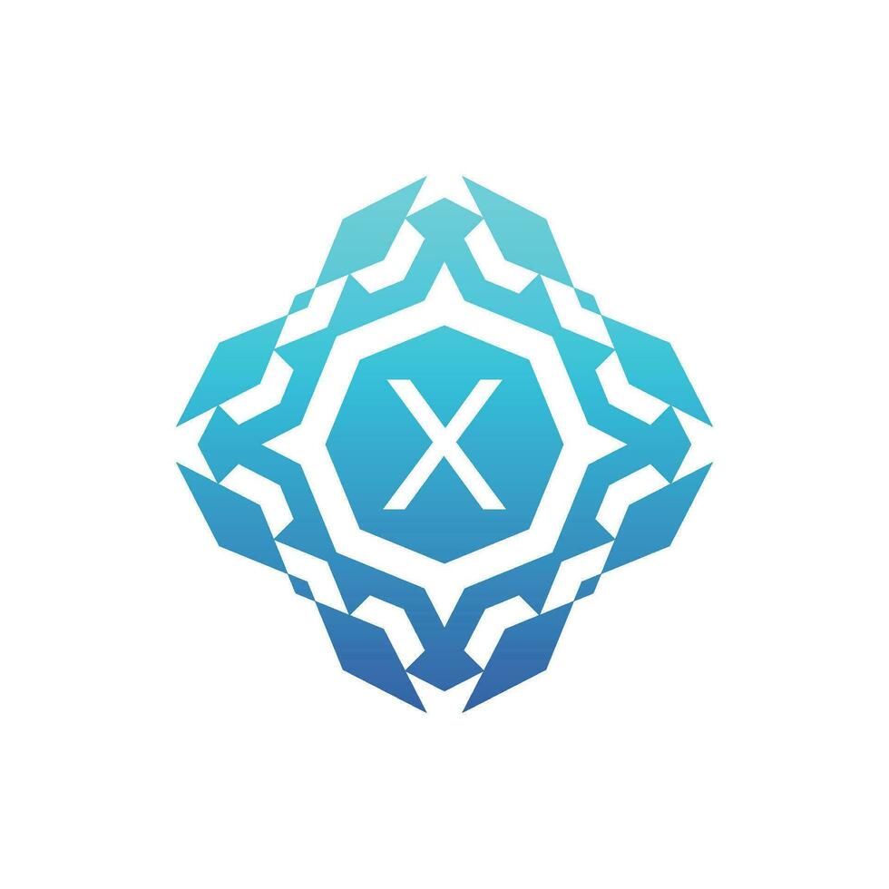 Initial letter X ornamental decorative square pattern logo vector