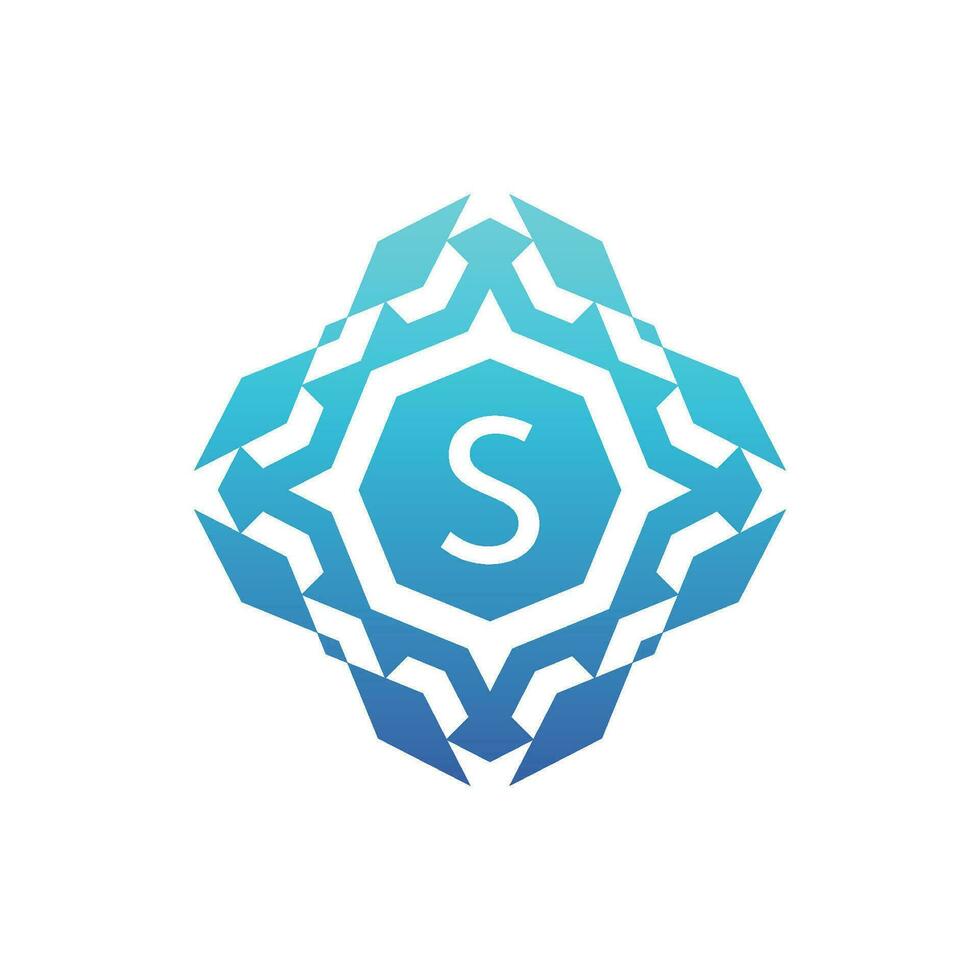 Initial letter S ornamental decorative square pattern logo vector