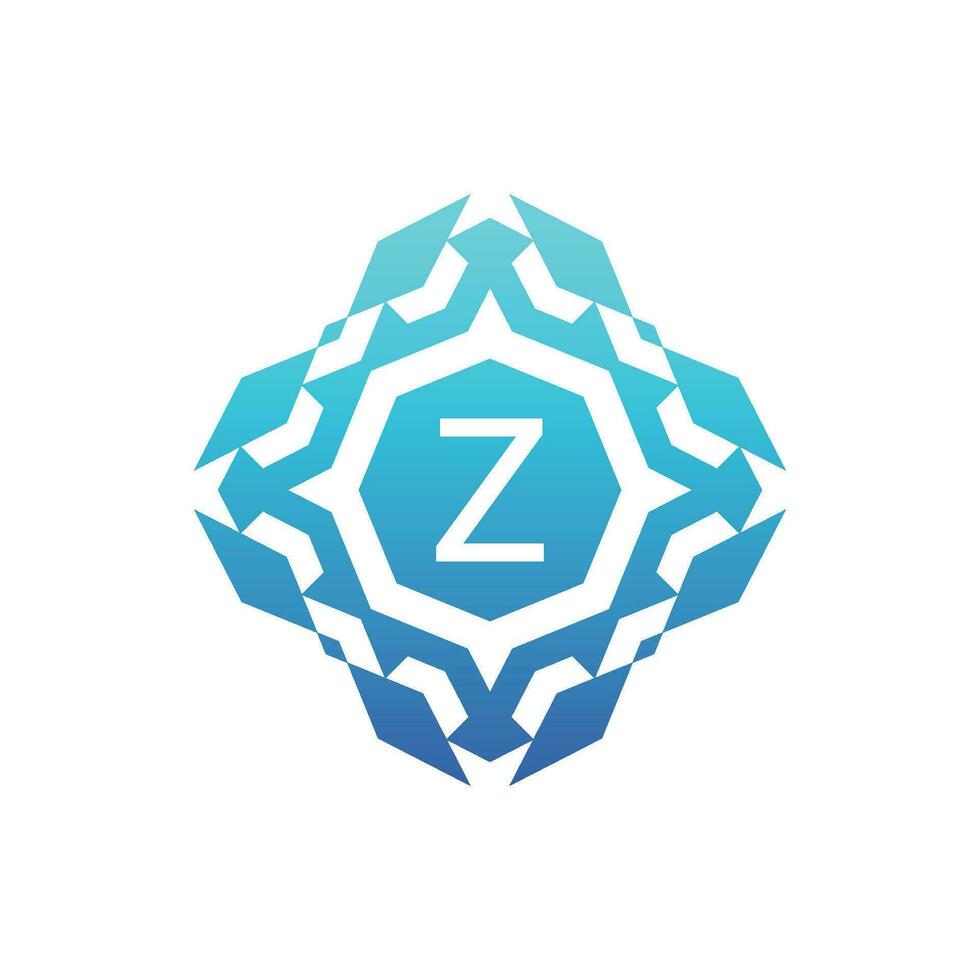 Initial letter Z ornamental decorative square pattern logo vector