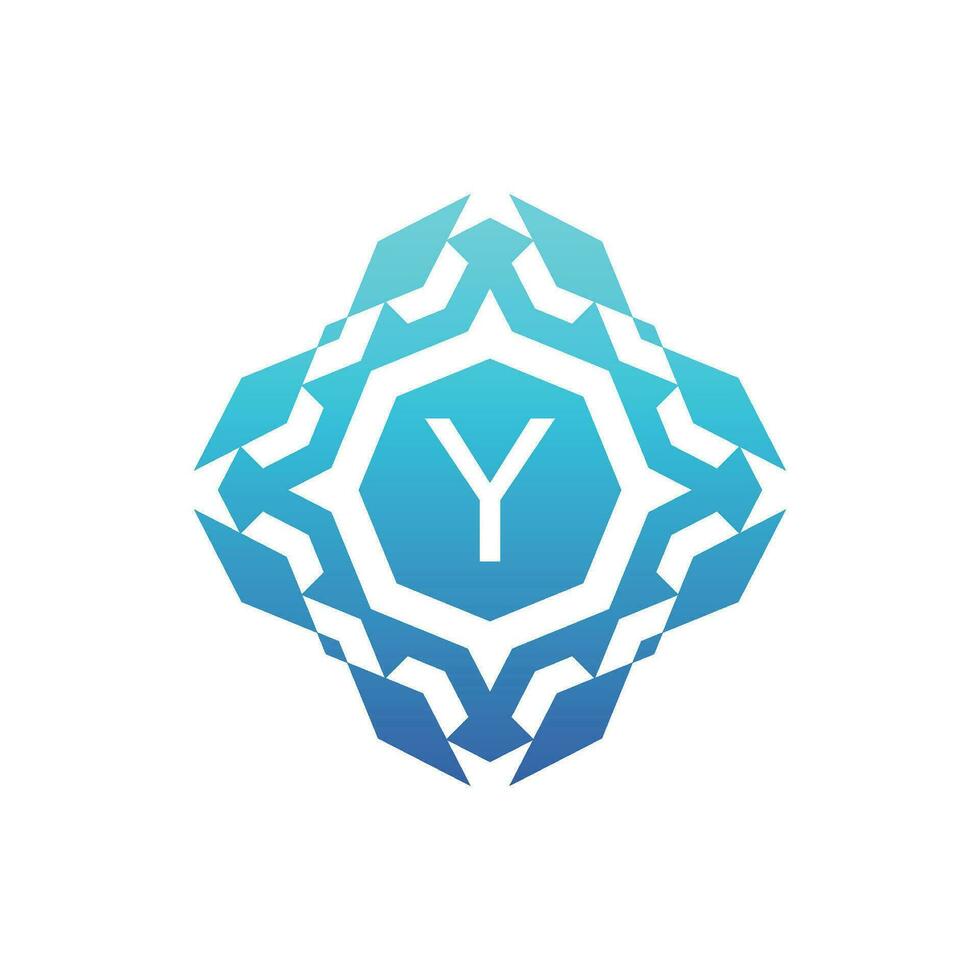 Initial letter Y ornamental decorative square pattern logo vector
