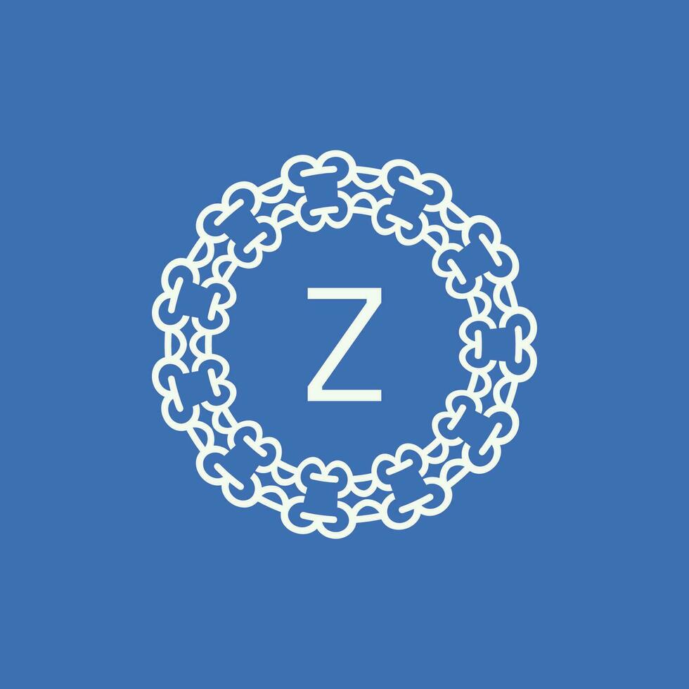 initial letter Z ornamental emblem frame circle pattern logo vector