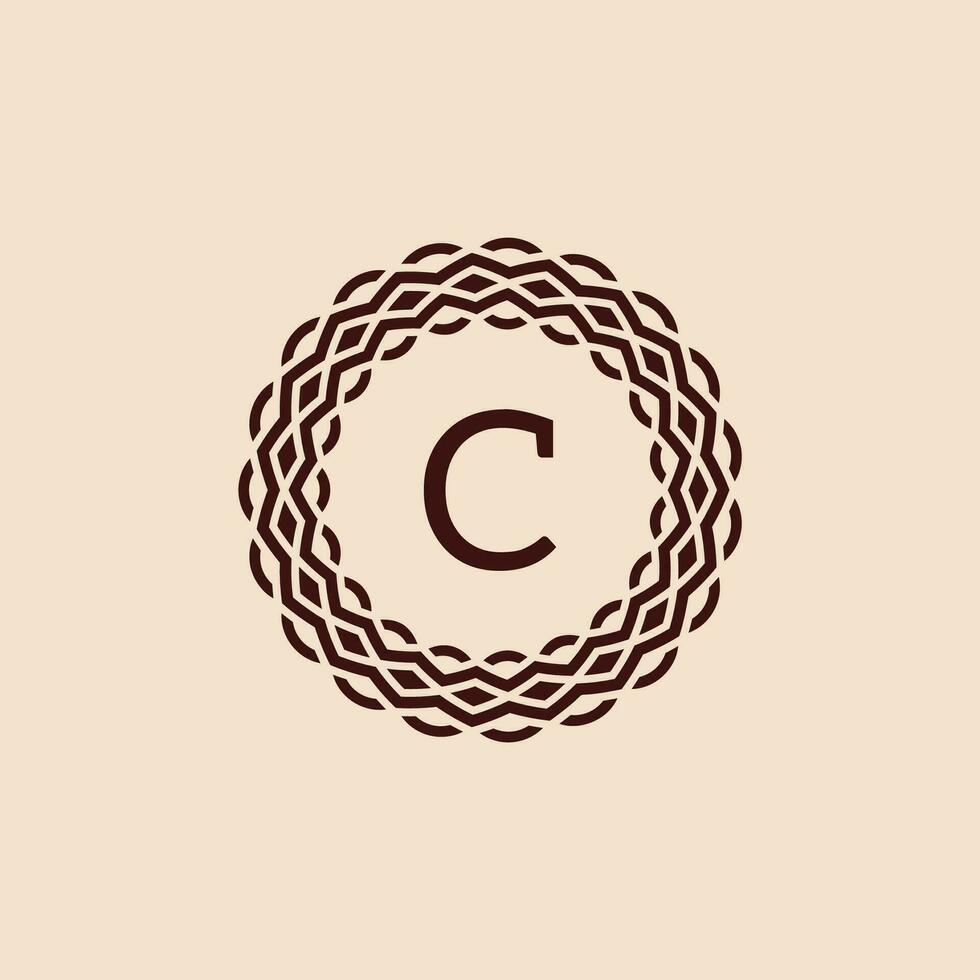 simple and elegant initial letter C ornamental circle frame logo vector