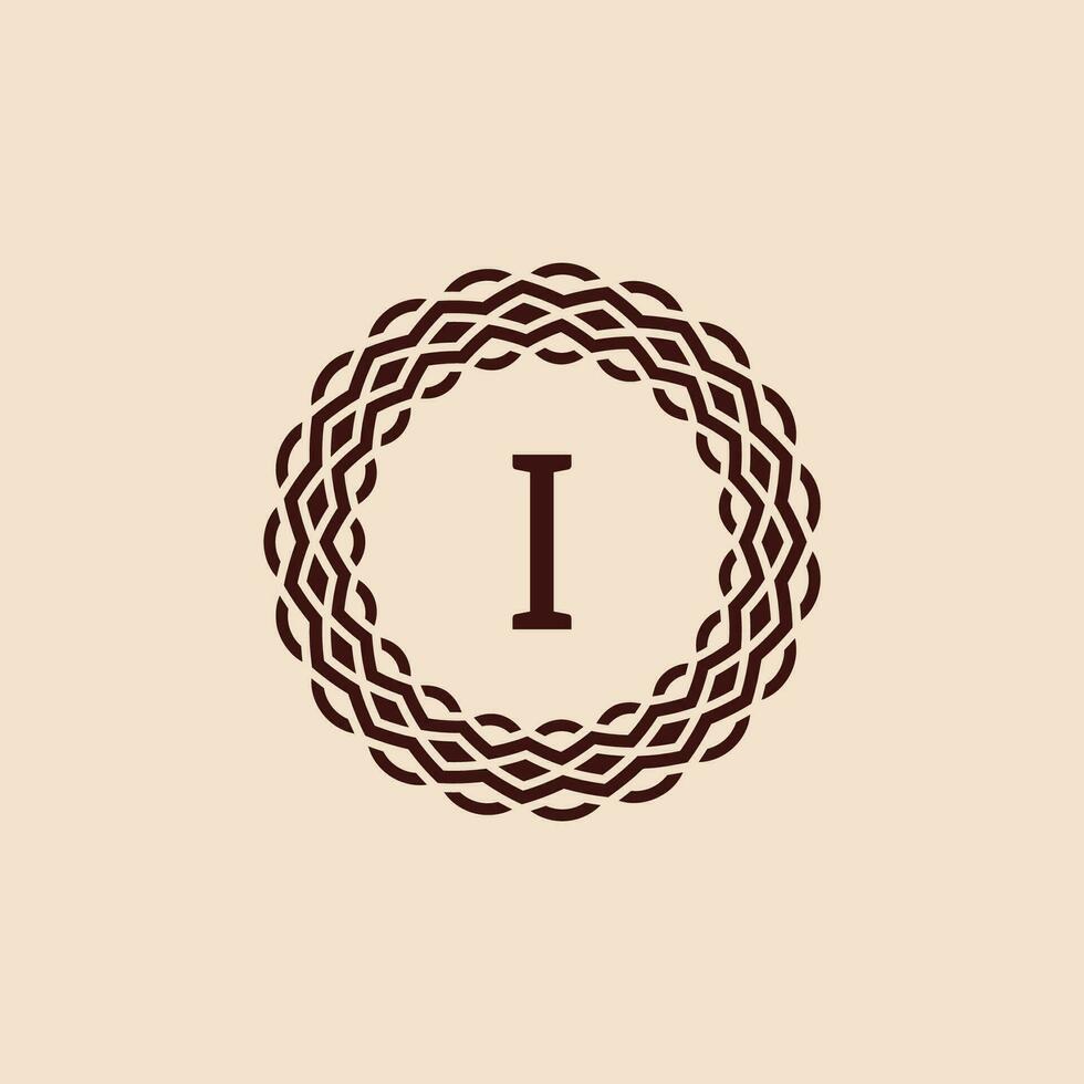 simple and elegant initial letter I ornamental circle frame logo vector