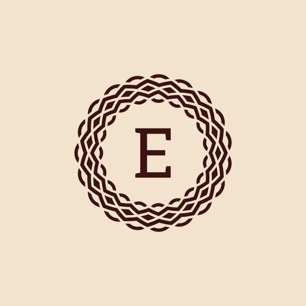 simple and elegant initial letter E ornamental circle frame logo vector