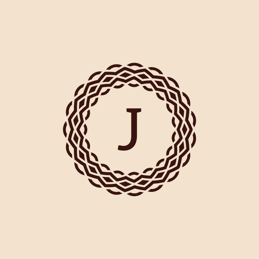 simple and elegant initial letter J ornamental circle frame logo vector