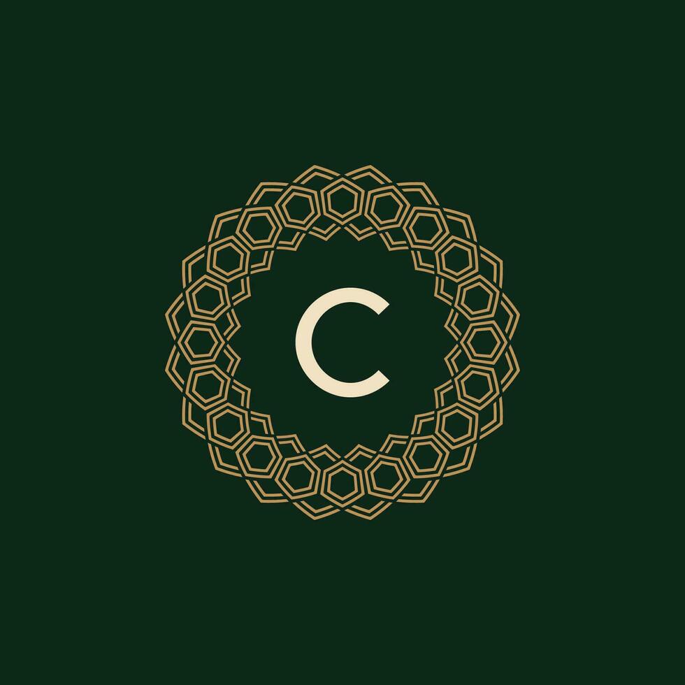 initial letter C ornamental elegant frame lines logo vector