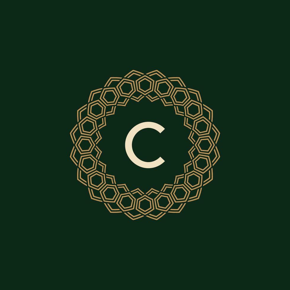 initial letter C ornamental elegant frame lines logo vector