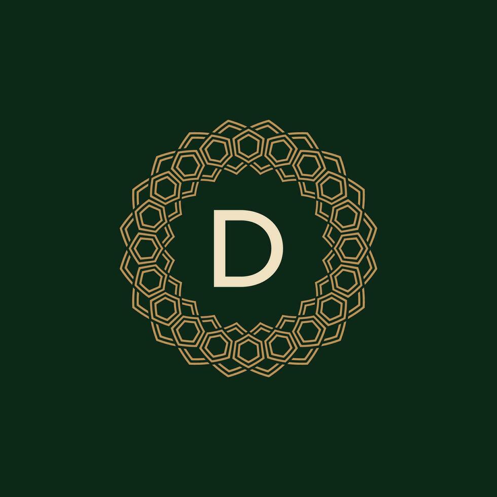 initial letter D ornamental elegant frame lines logo vector
