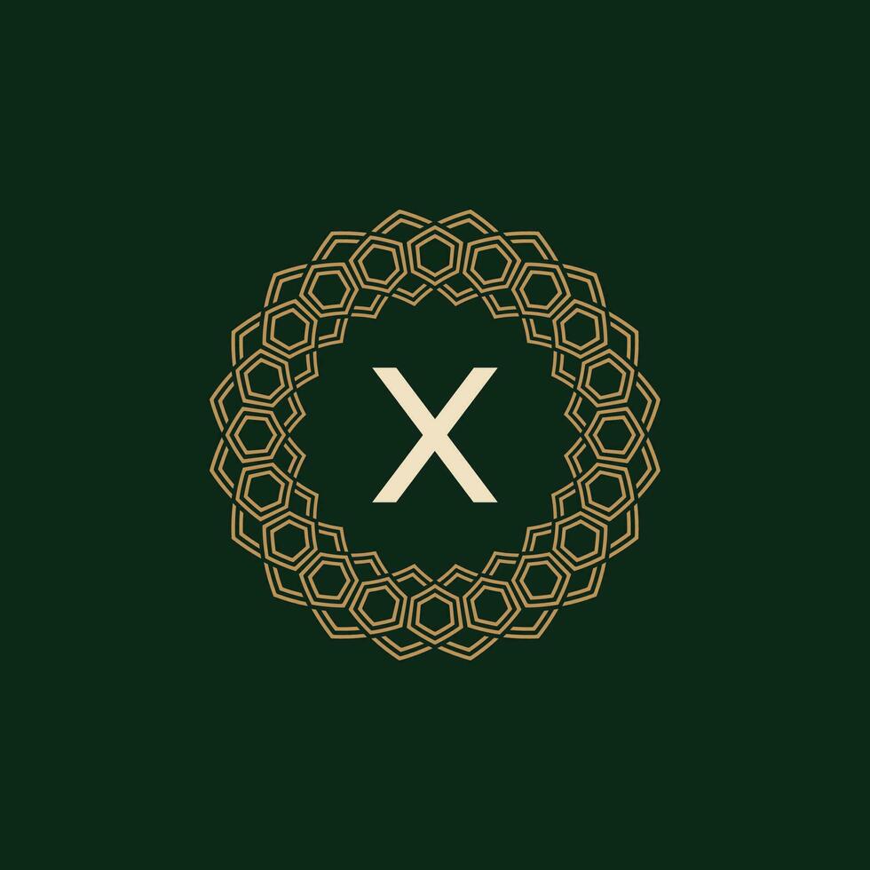 initial letter X ornamental elegant frame lines logo vector