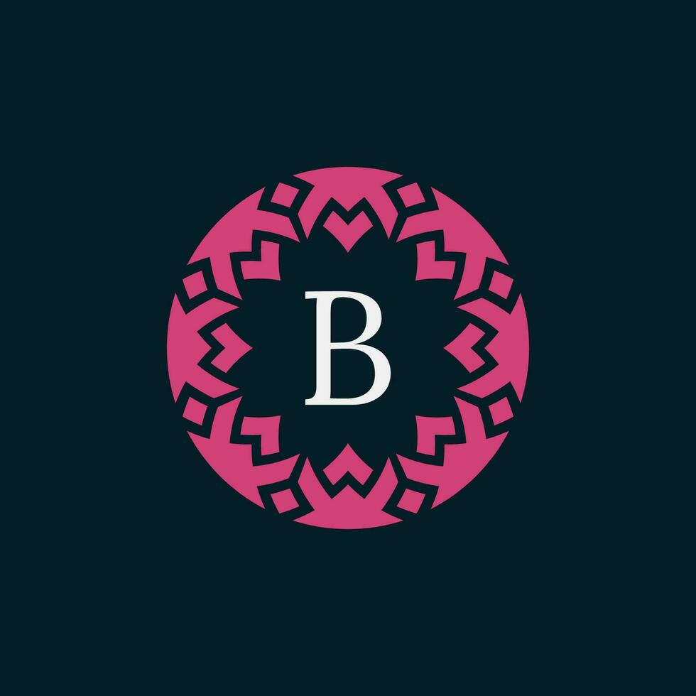 simple and elegant initial letter B floral ornamental circle frame logo vector