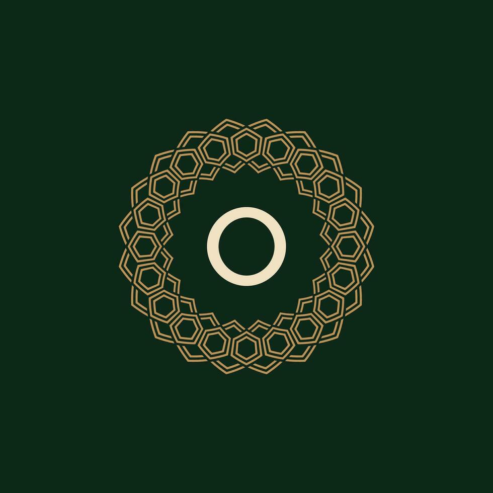 inicial letra o ornamental elegante marco líneas logo vector