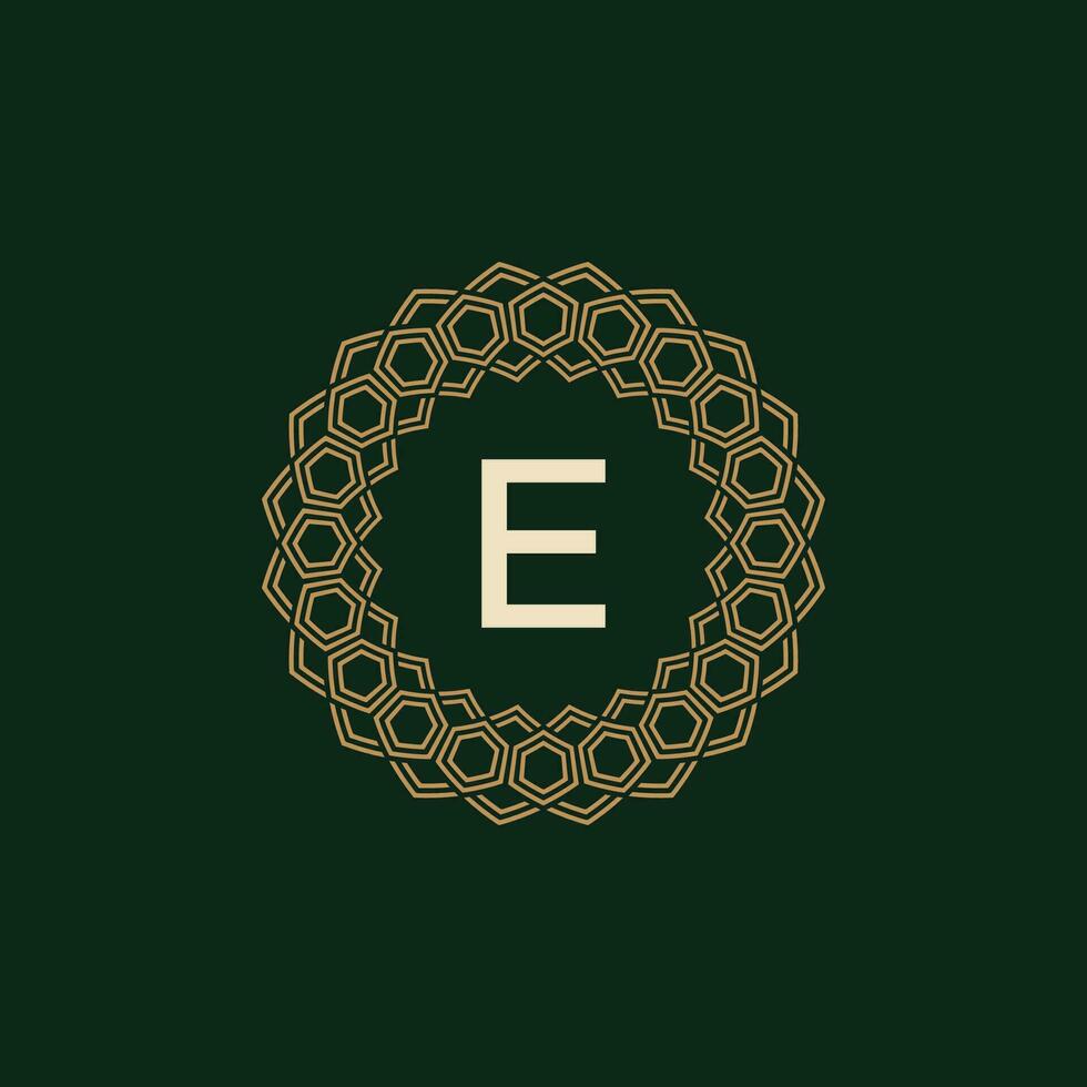 initial letter E ornamental elegant frame lines logo vector