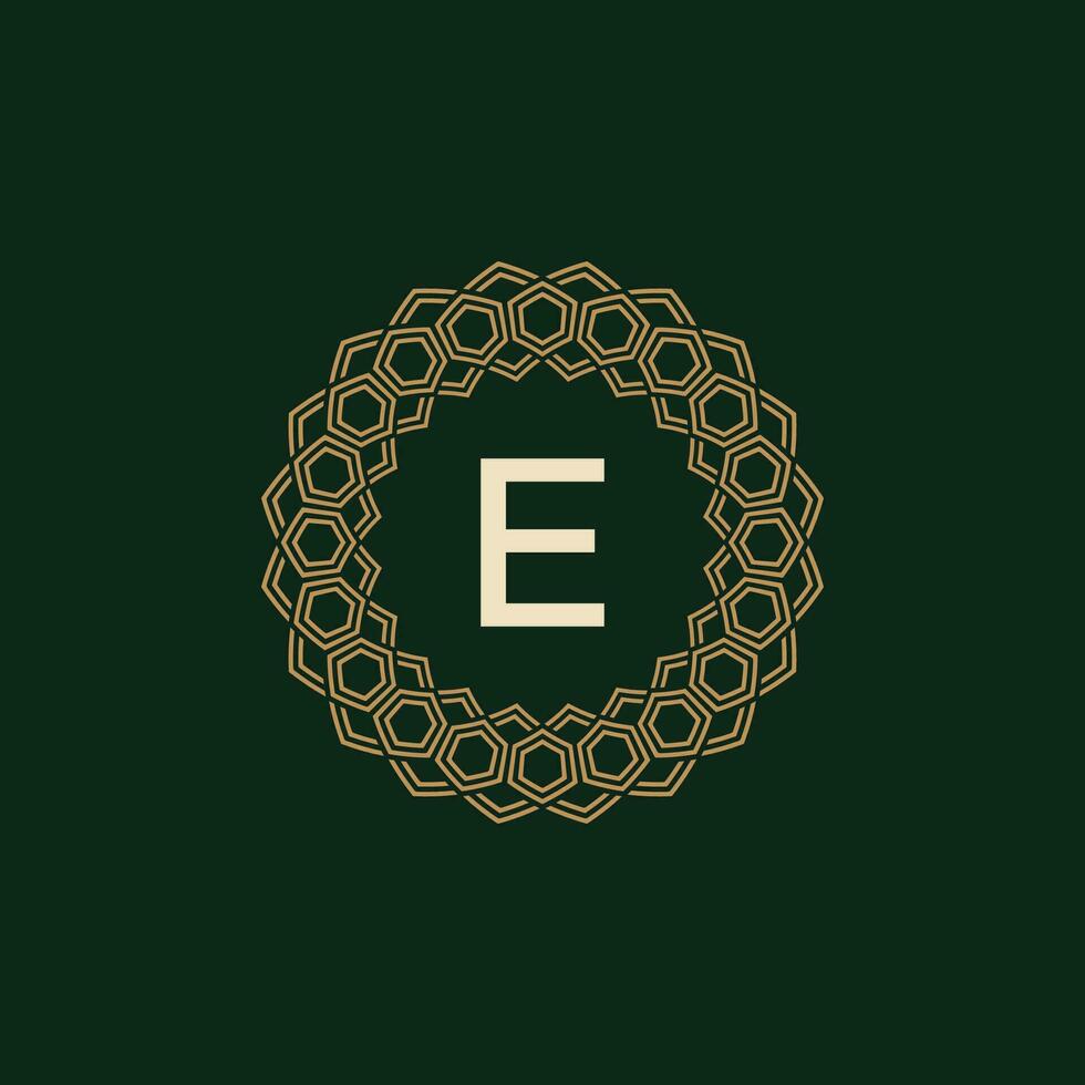 initial letter E ornamental elegant frame lines logo vector