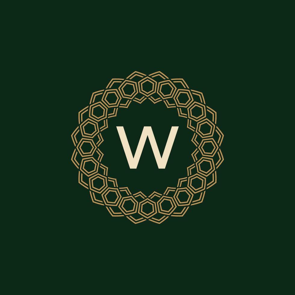 initial letter W ornamental elegant frame lines logo vector