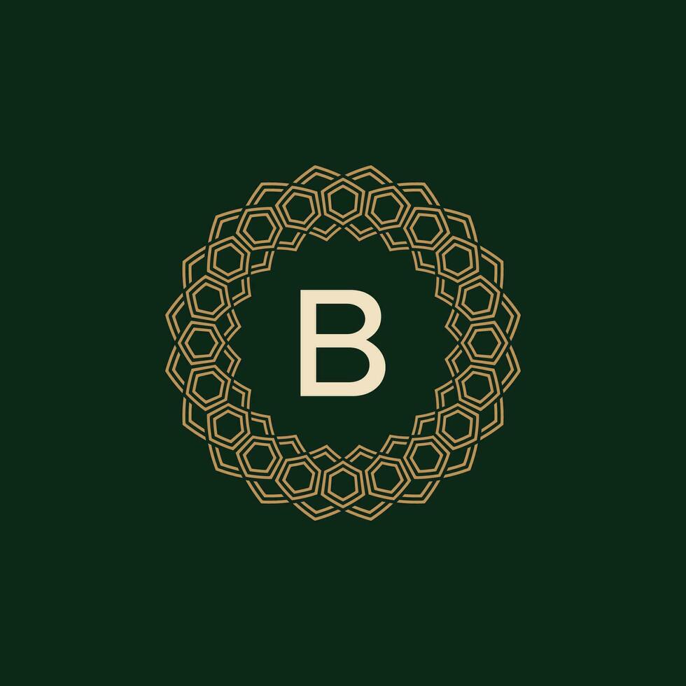 initial letter B ornamental elegant frame lines logo vector