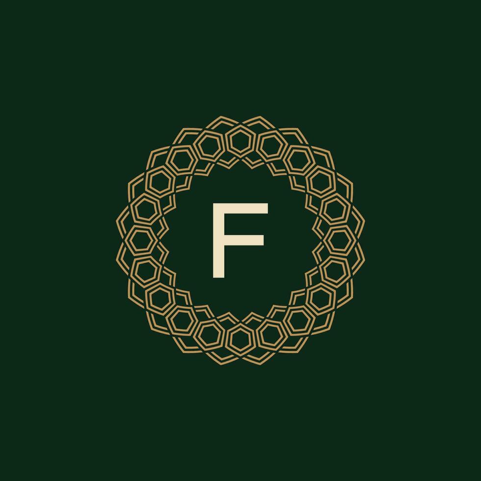 initial letter F ornamental elegant frame lines logo vector