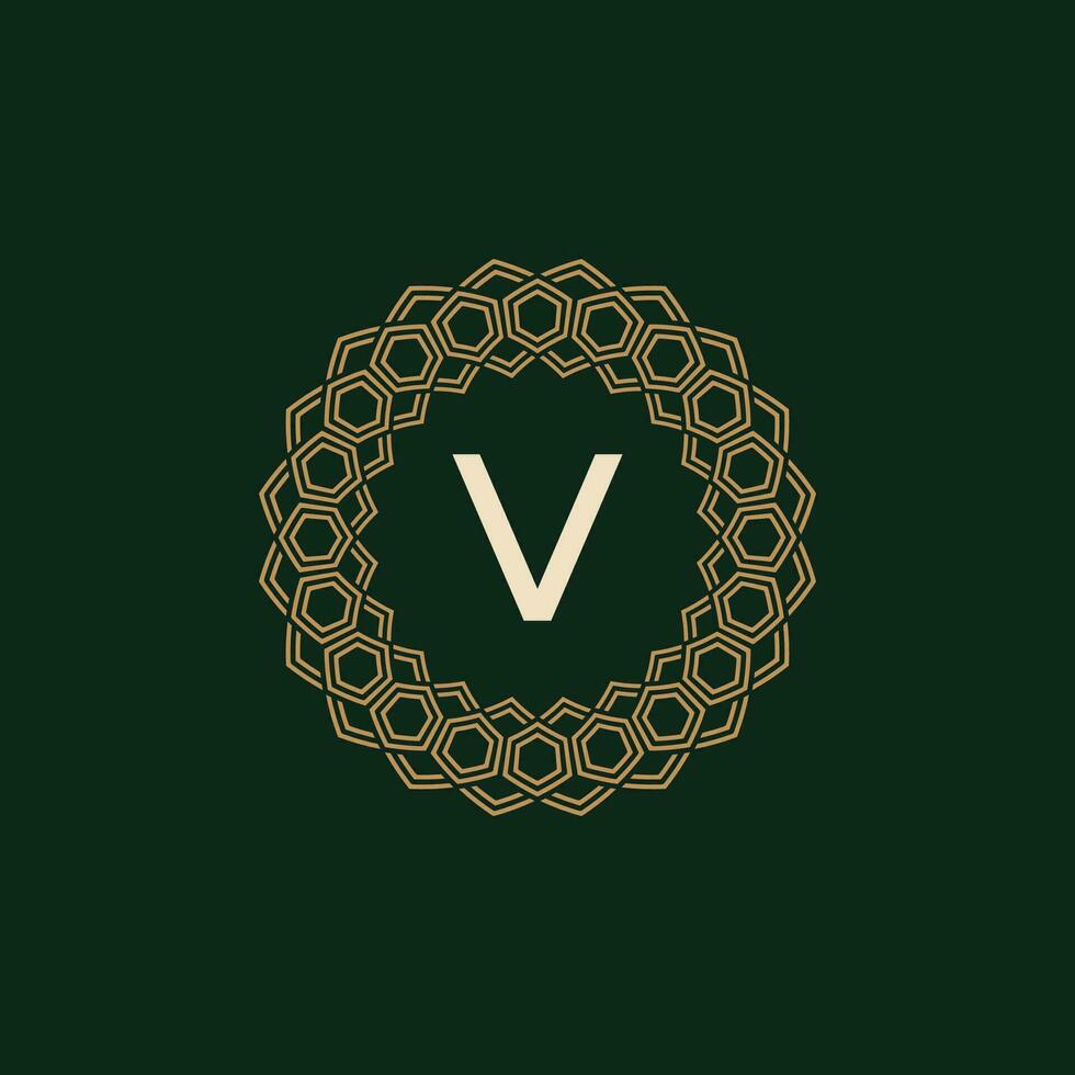 initial letter V ornamental elegant frame lines logo vector