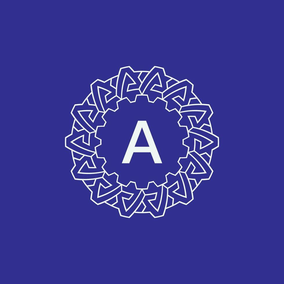 initial letter A modern circle frame ornament lines unique pattern logo vector