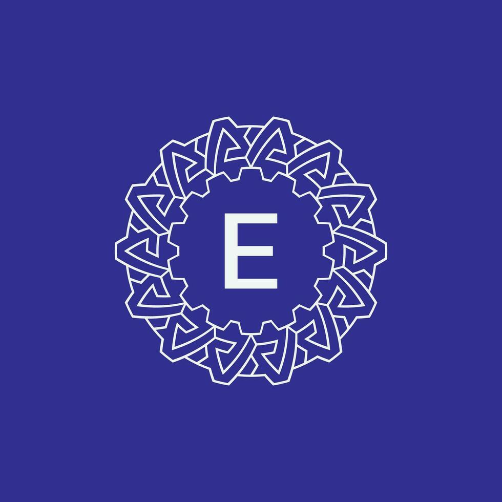 initial letter E modern circle frame ornament lines unique pattern logo vector