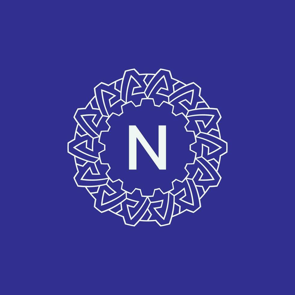 initial letter N modern circle frame ornament lines unique pattern logo vector