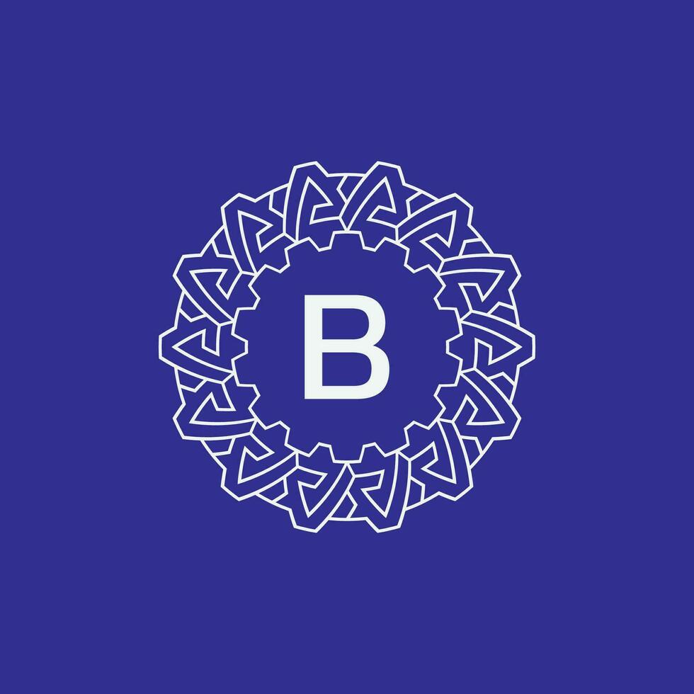 initial letter B modern circle frame ornament lines unique pattern logo vector