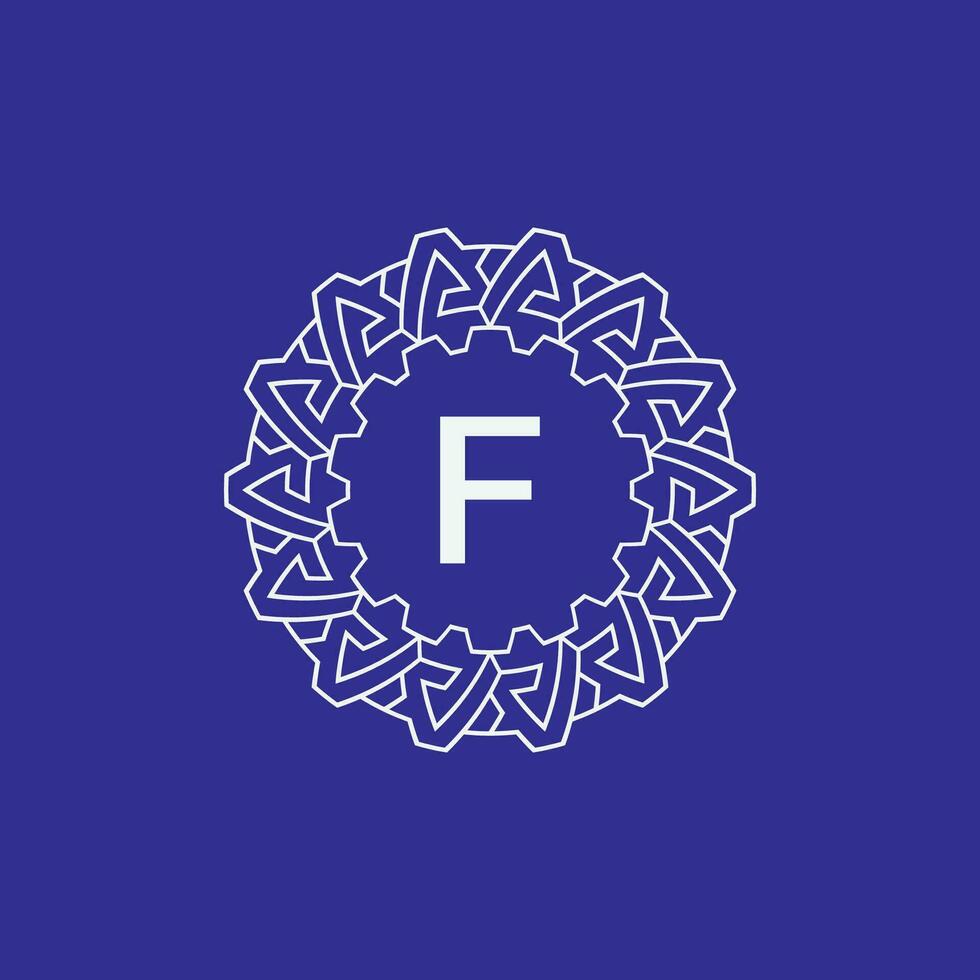 initial letter F modern circle frame ornament lines unique pattern logo vector