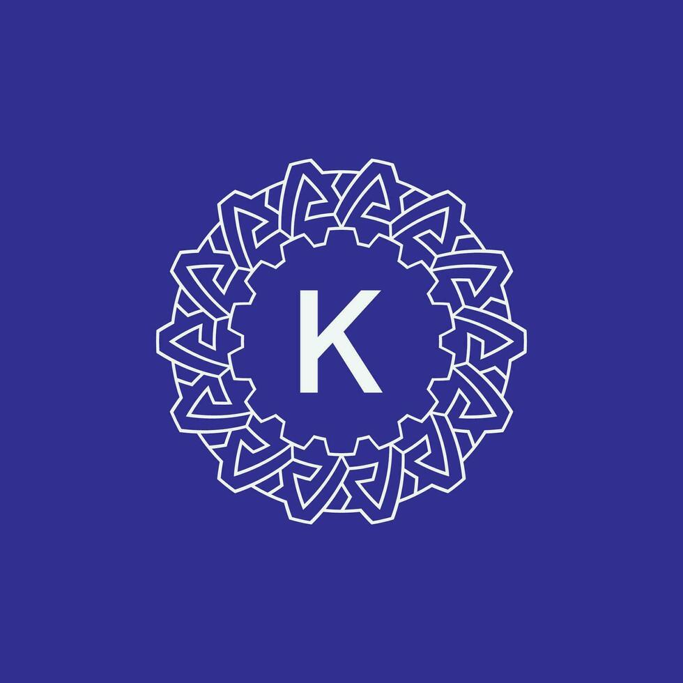 initial letter K modern circle frame ornament lines unique pattern logo vector