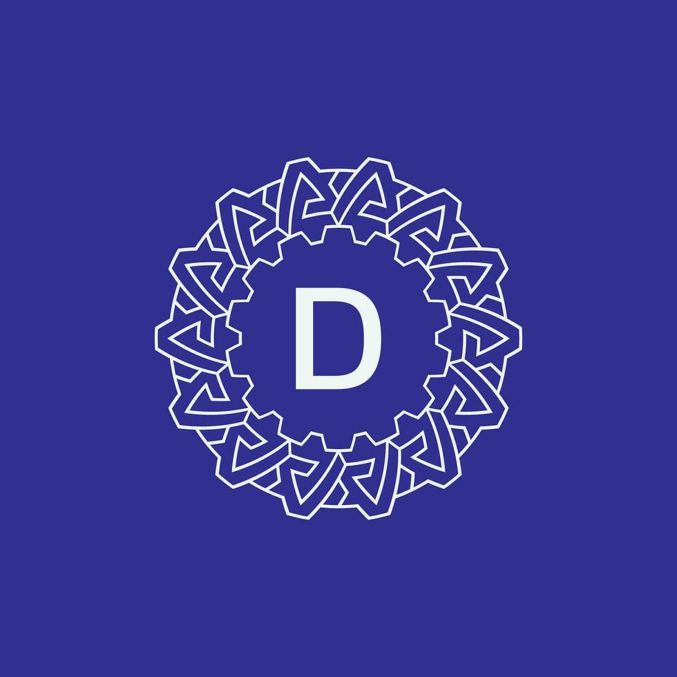 initial letter D modern circle frame ornament lines unique pattern logo vector