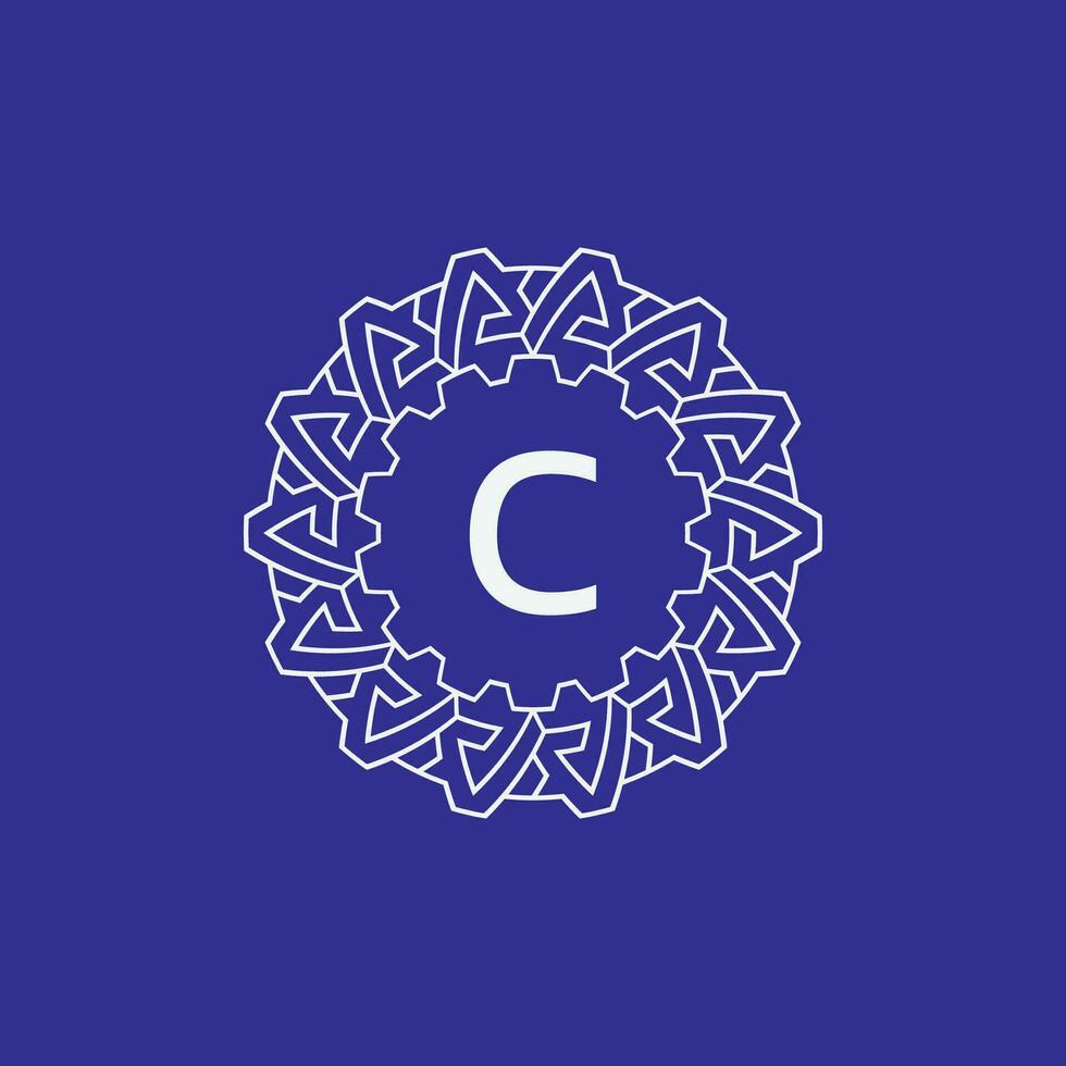 initial letter C modern circle frame ornament lines unique pattern logo vector