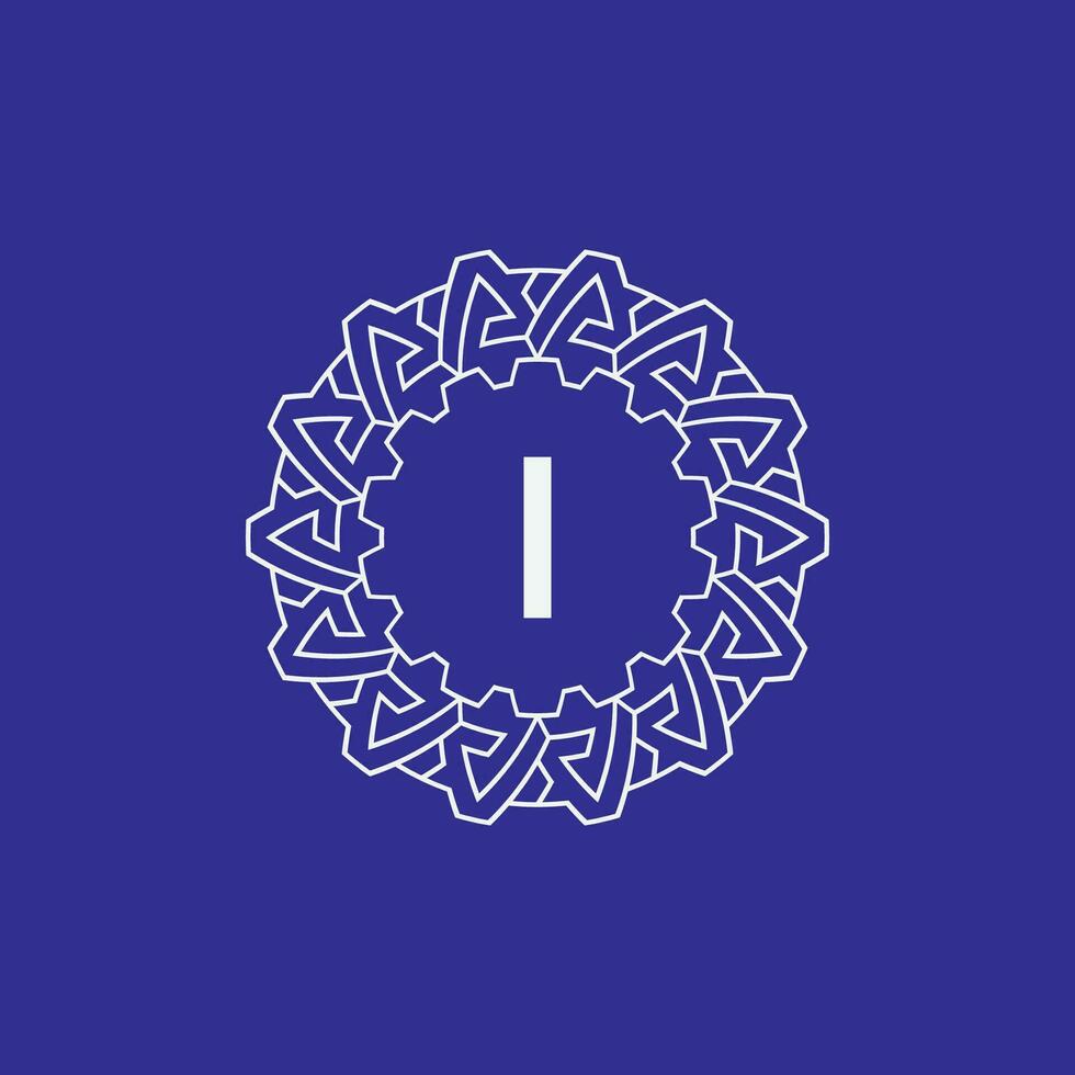 initial letter I modern circle frame ornament lines unique pattern logo vector