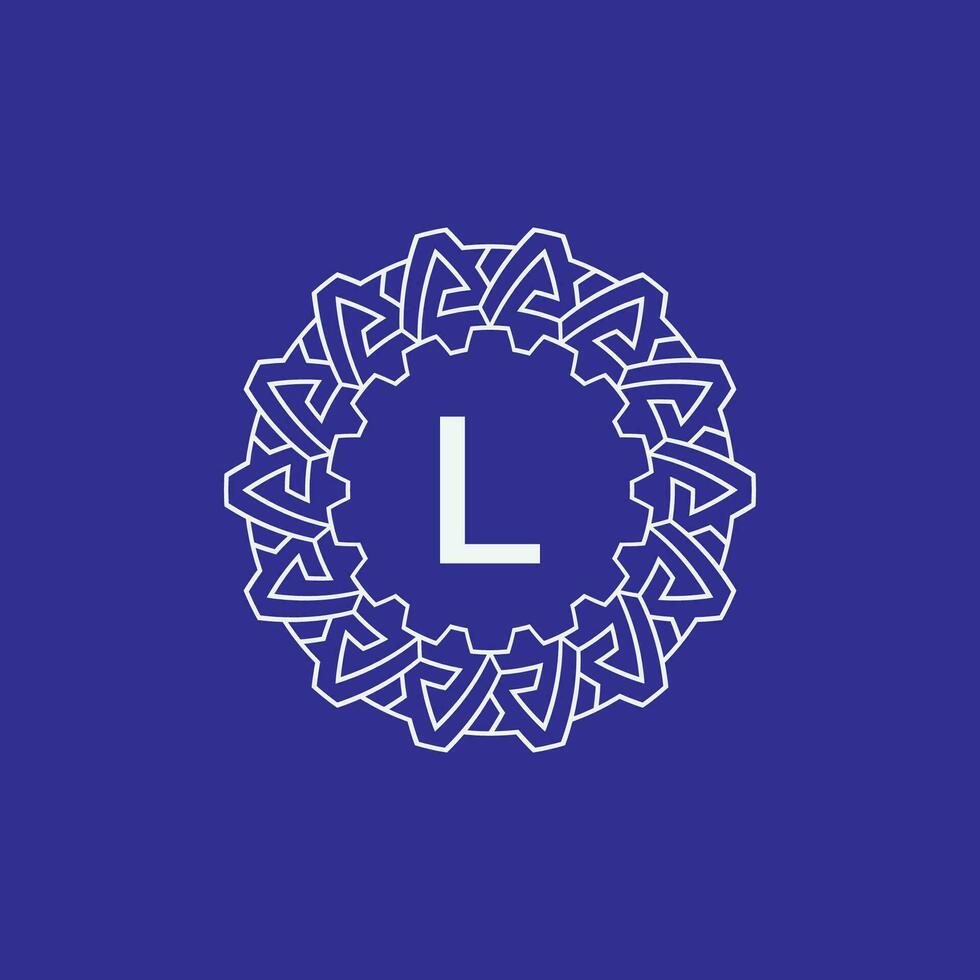 initial letter L modern circle frame ornament lines unique pattern logo vector