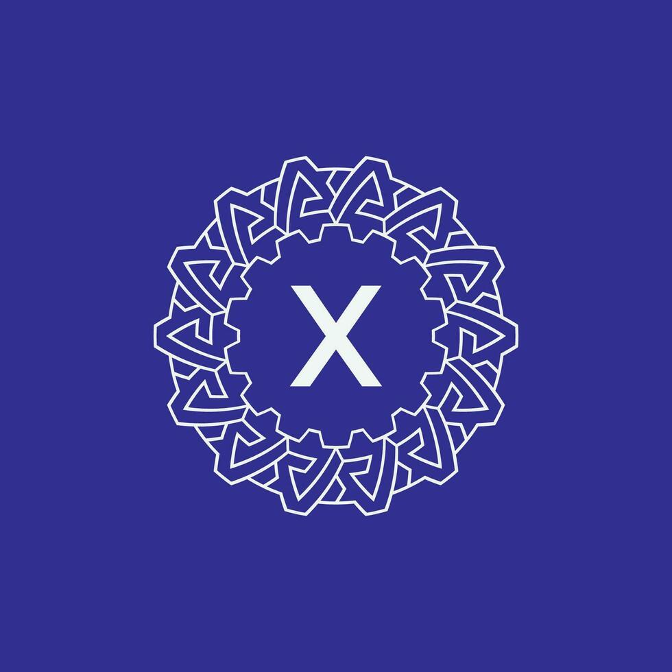 initial letter X modern circle frame ornament lines unique pattern logo vector