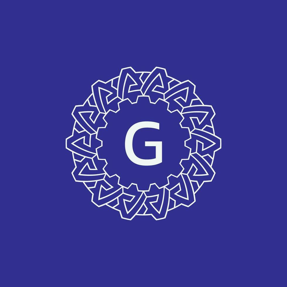 initial letter G modern circle frame ornament lines unique pattern logo vector