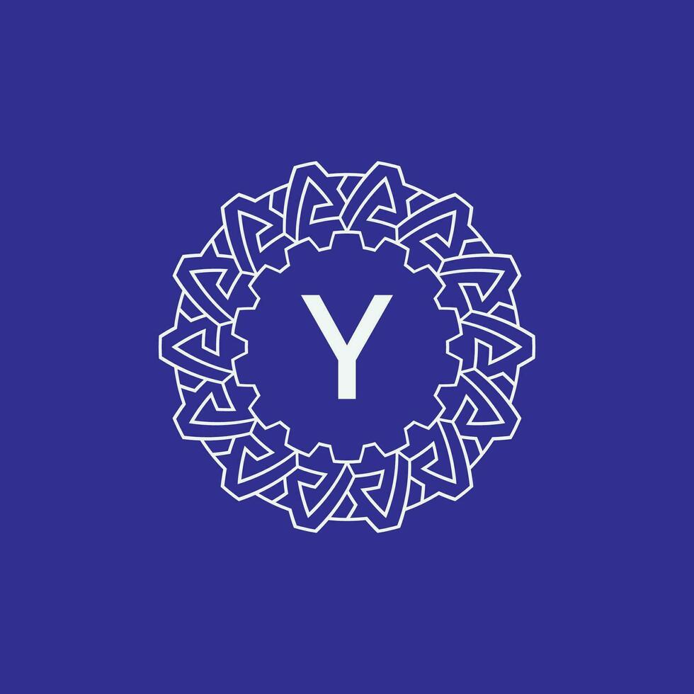 initial letter Y modern circle frame ornament lines unique pattern logo vector