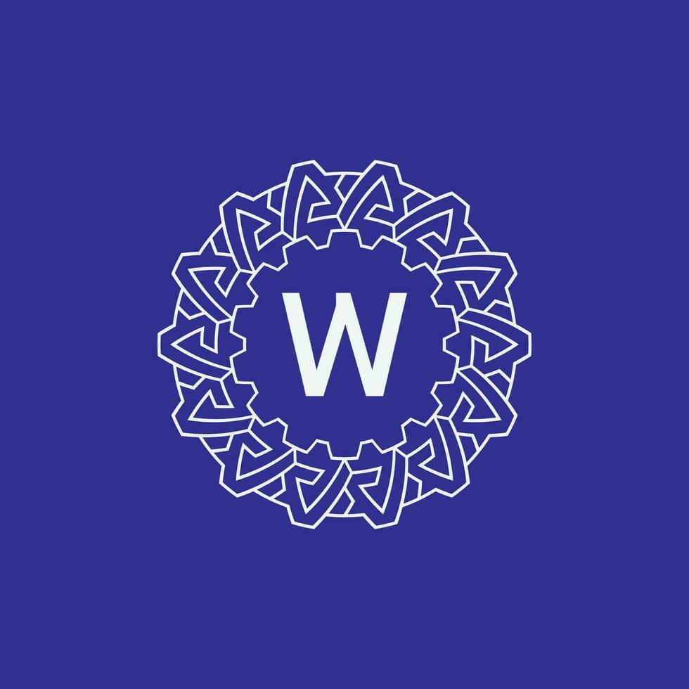 initial letter W modern circle frame ornament lines unique pattern logo vector