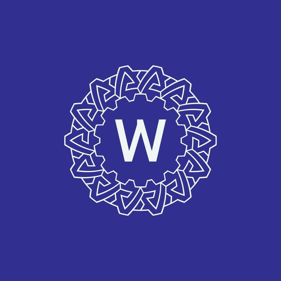 initial letter W modern circle frame ornament lines unique pattern logo vector