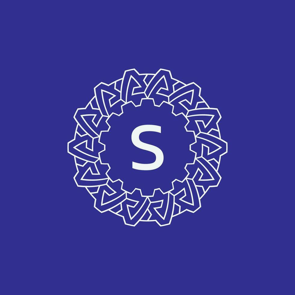 initial letter S modern circle frame ornament lines unique pattern logo vector