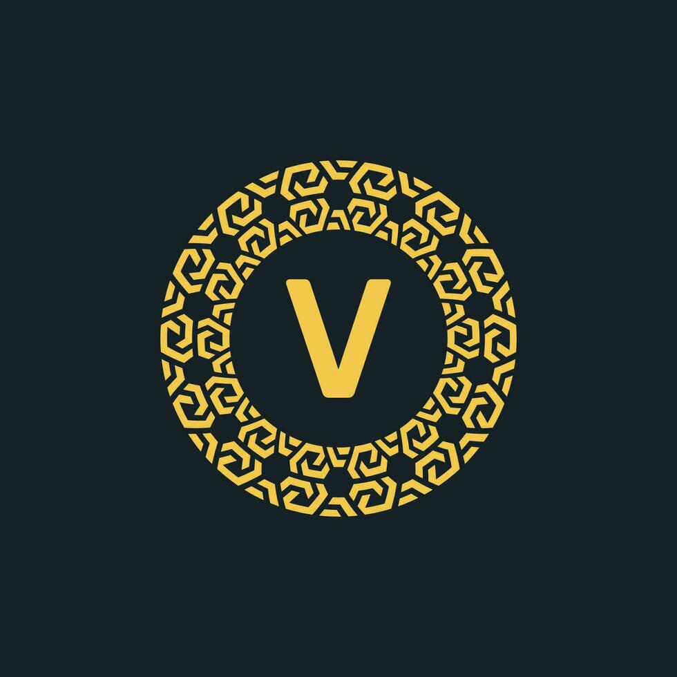 ornamental inicial letra v circulo emblema marco logo vector
