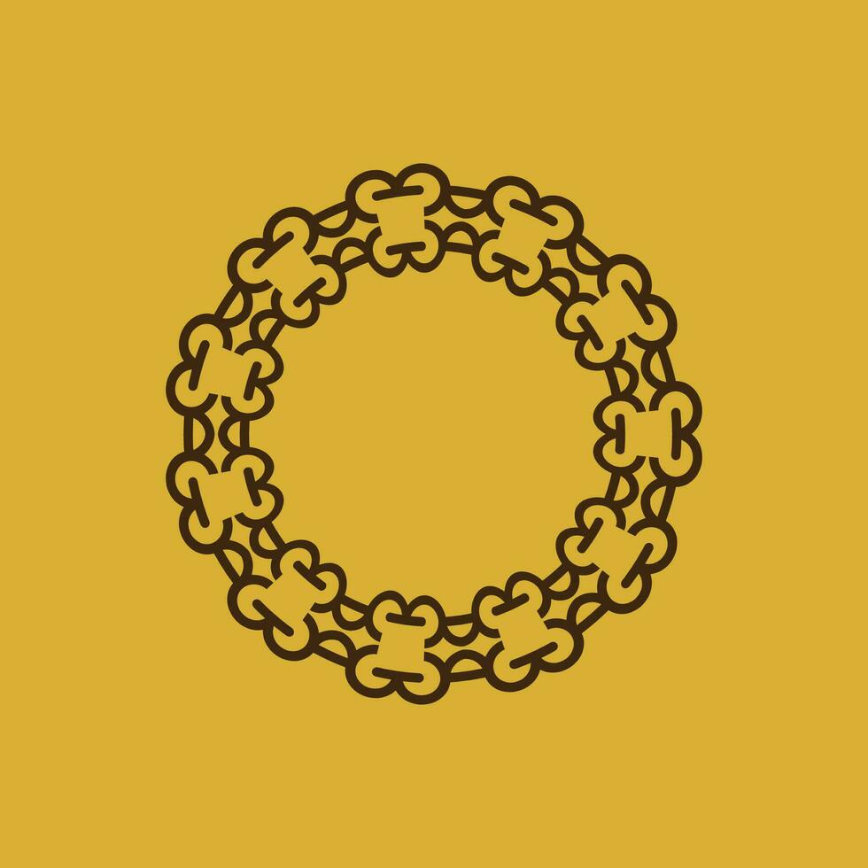 abstract elegant gold brown circle floral pattern frame vector